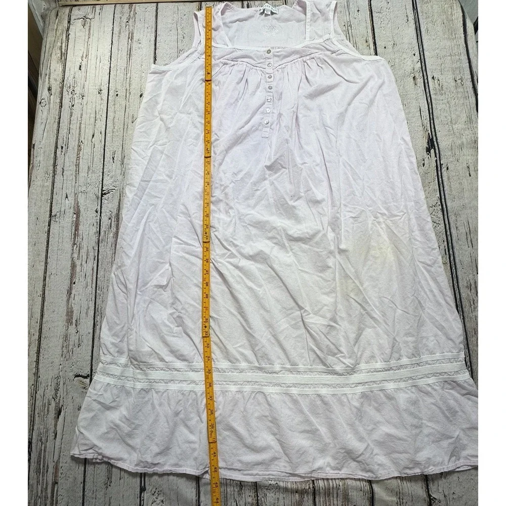Eileen West Pale Pink Long Nightgown Size XL 100% Cotton Sleeveless *FLAWS - Picture 2 of 7